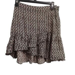 Free People Ruffle Skirt Size 2 Side Zip Pattern Flounce Feminine
